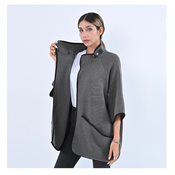 #2 Light Gray Knit Coat with Stand Collar and Buckle XL/XXL - Picture 3 of 10